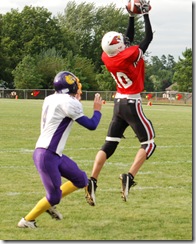 Tyler makes a catch for an extra point.