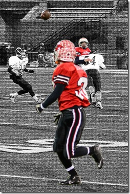 With a linebacker in his face, Dane Green completed a pass to sure handed Bryce Dixon.