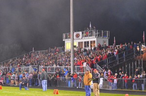 The haze of the "TD Cannon" hangs over the SV bleachers.