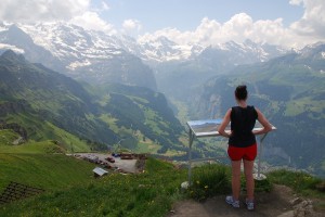 Our daughter Allie looks down over the Lauterbrunnen Valley in Switzerland