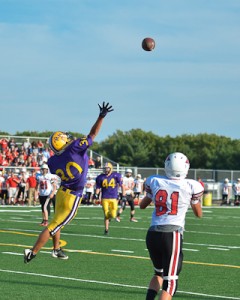 Matt Lewis awaits a touchdown catch in the sophomore game.