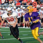 Parker Madeen chases the Mendota quarterback.