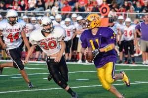 Parker Madeen chases the Mendota quarterback.