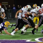Zac Hare breaks a tackle and has a big run.