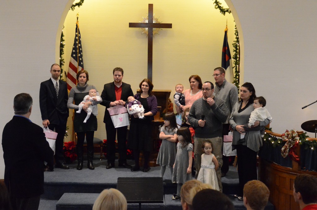 Young church families at the Red Brick Church in Stillman Valley